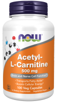Л-Карнитин NOW Aсetyl L-Carnitine 500 мг 100 капсул