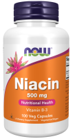 Витамин Б3 NOW Vitamin B-3 Niacin 500 mg 100 капсул