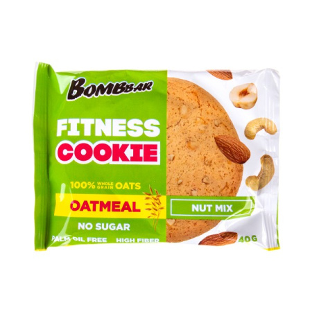 Печенье неглазированное овсяное Bombbar Fitness cookie Nut mix 40 г Ореховый микс
