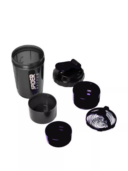 картинка Шейкер Spider bottle с двойным дном 500 мл Черный