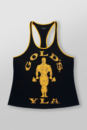 Майка черная с желтыми буквами GOLDS YLA XL-1