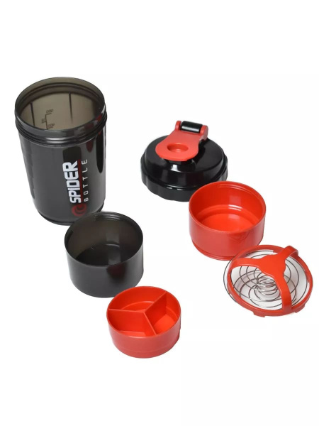 картинка Шейкер Spider bottle с двойным дном 500 мл Красный